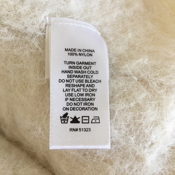 Cece 3d Flower rosette petal neckline white beige eyelash furry Fuzzy sweater - Picture 6 of 9